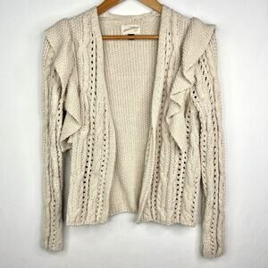 Universal Thread Cream Chunky Knit Open Front Ruffle Cardigan XS